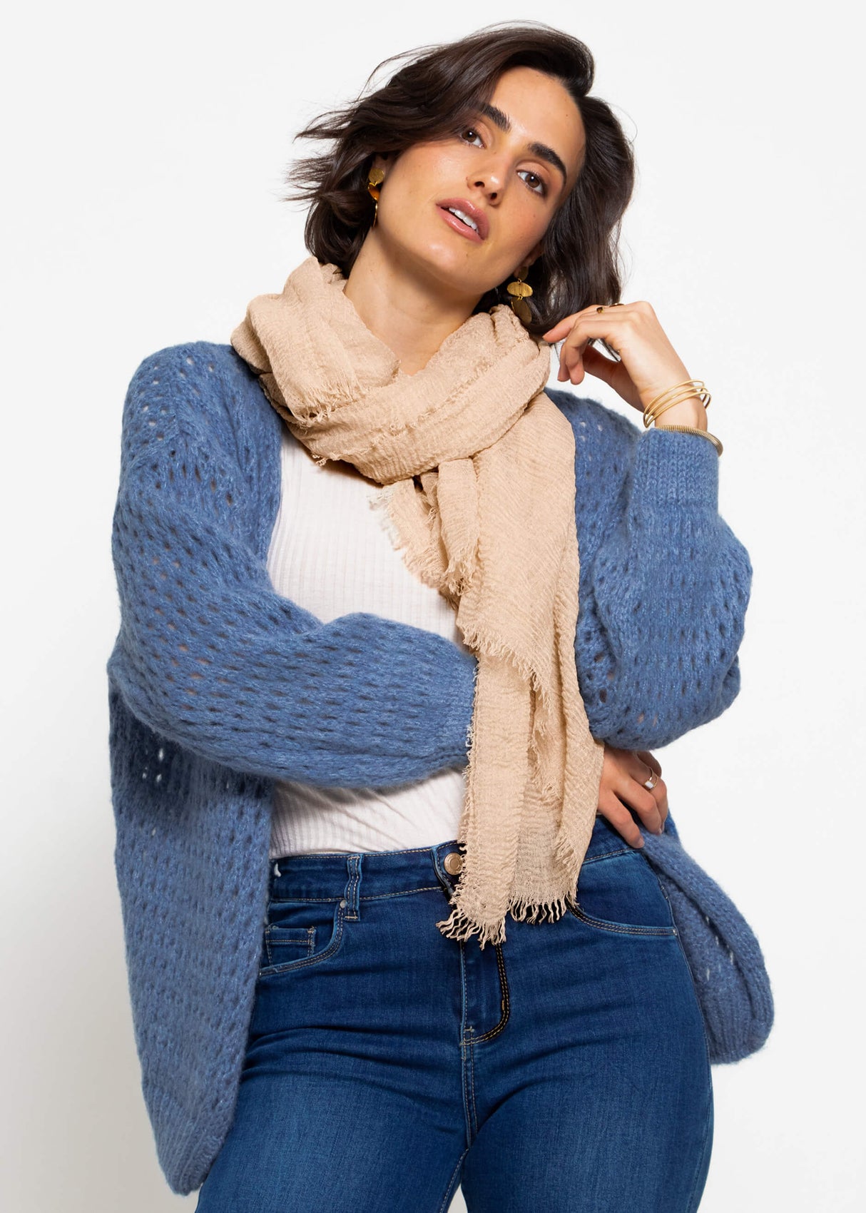 Musselin Schal, beige