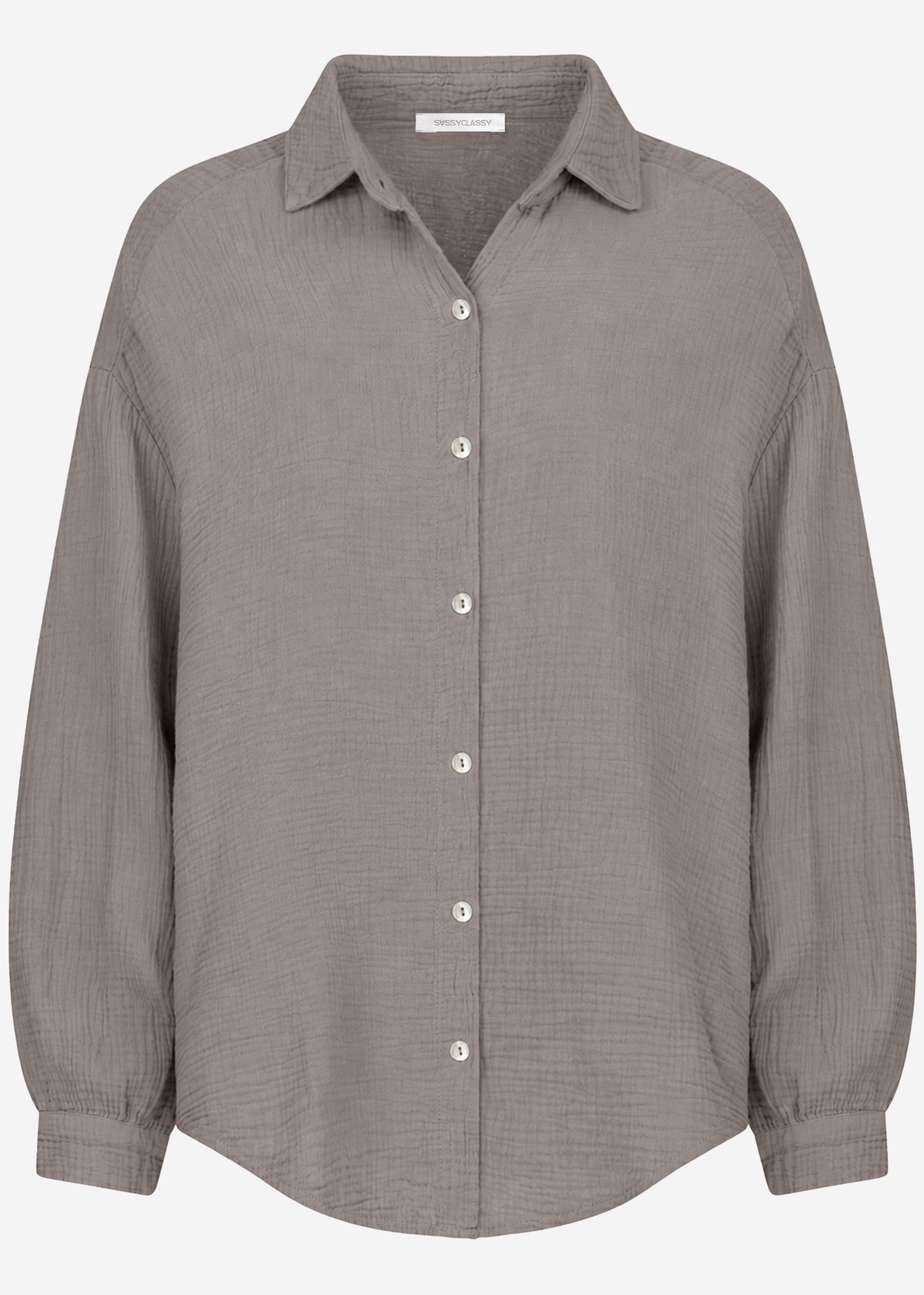 Short oversized muslin blouse - taupe