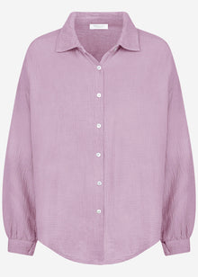 Muslin blouse oversize, short, purple