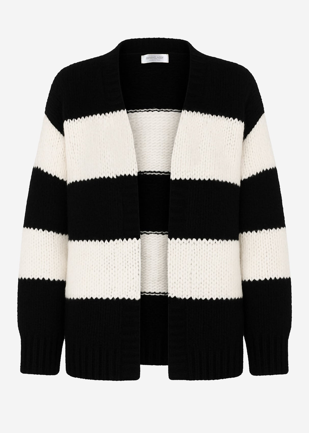 Gestreifter oversize Cardigan - schwarz-offwhite