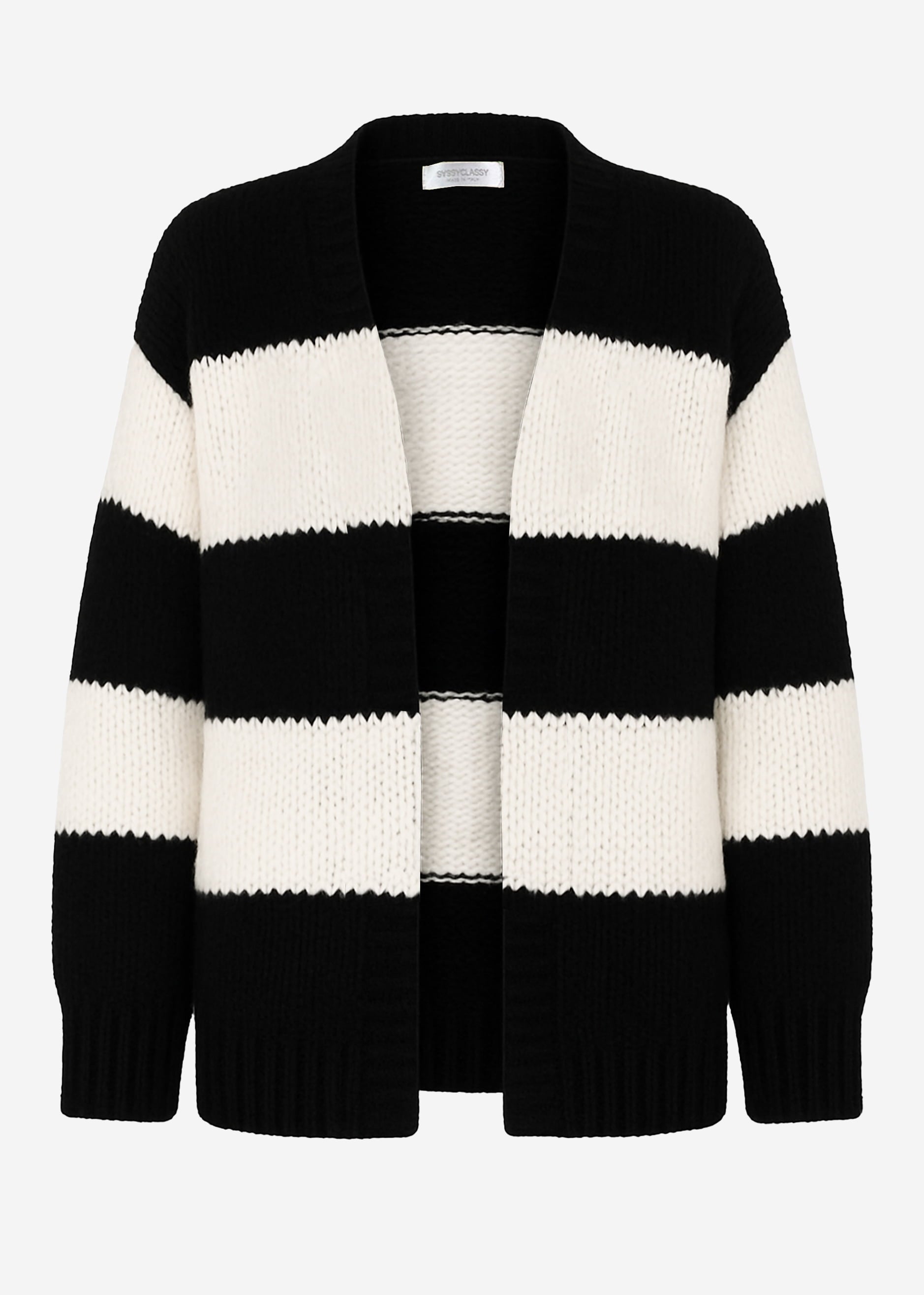 Gestreifter oversize Cardigan - schwarz-offwhite