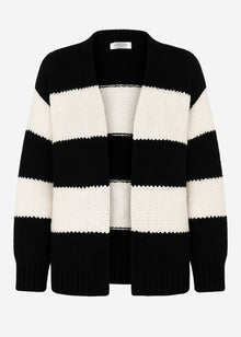 Gestreifter oversize Cardigan - schwarz-offwhite