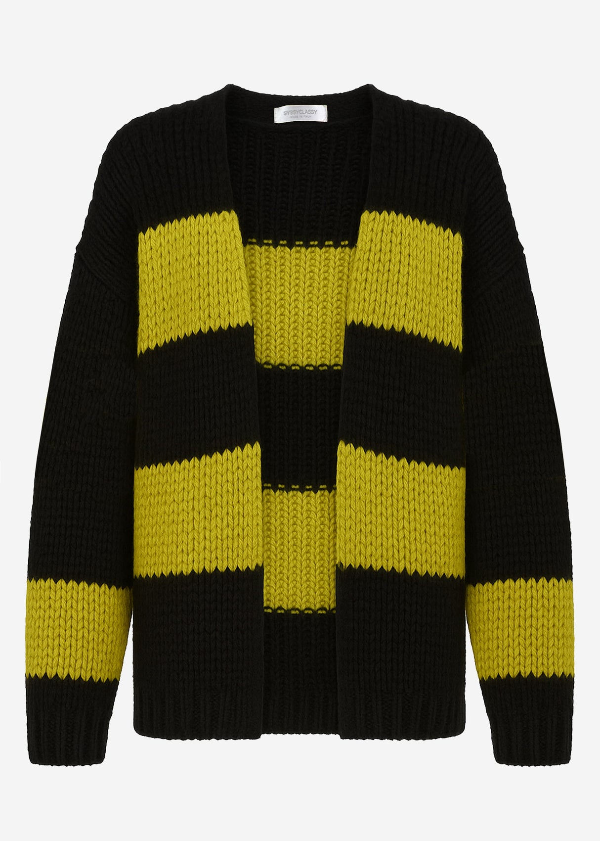 Gestreifter oversize Cardigan - schwarz-olivgrün