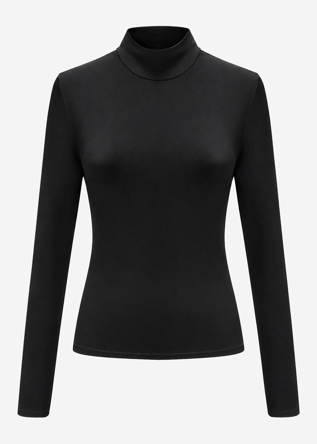 Long-sleeved top with roll neck - black