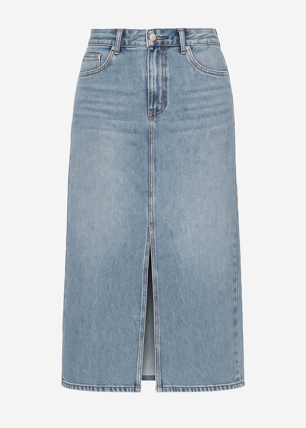 Midi Jeans Rock mit Schlitz - blau