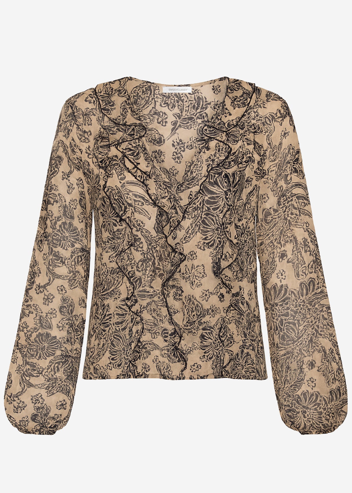 Leichte Bluse mit Rüschen - beige