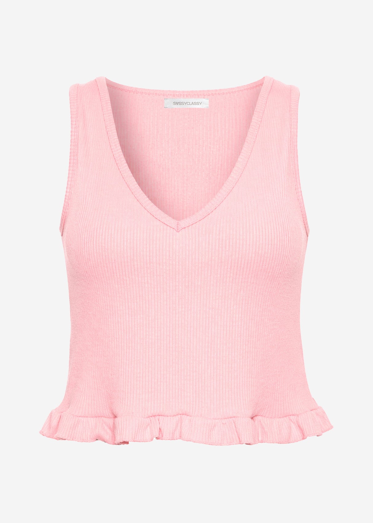Cropped Top mit Rüsche - rosa