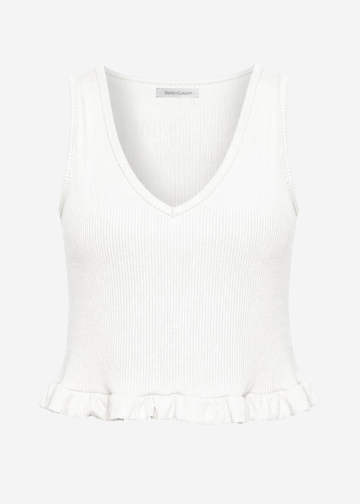 Cropped Top mit Rüsche - weiß