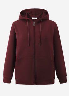 Oversize Sweatjacke mit Kapuze - burgundy