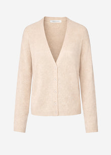 Fine knit cardigan with V-neck - beige
