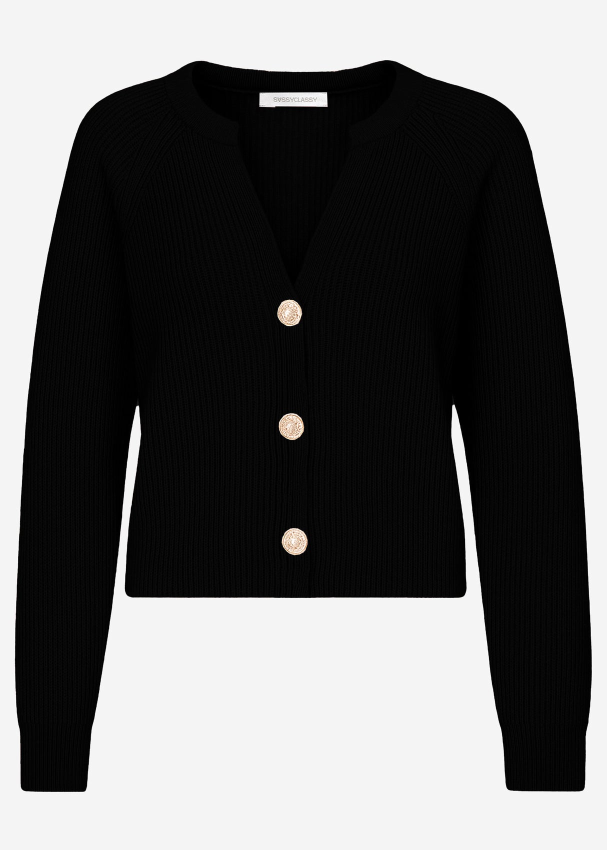 Cardigan with V -neck - black