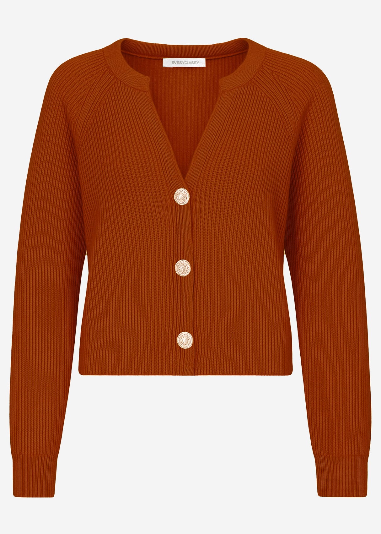 Cardigan with V -neck - brown