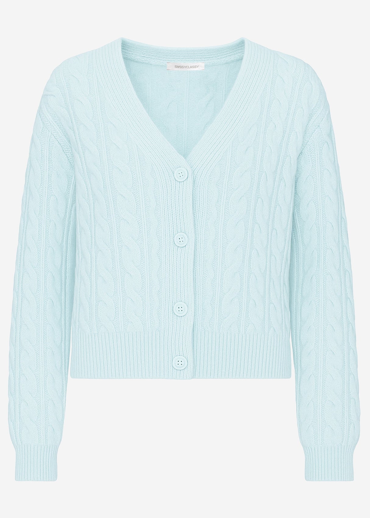 Strickjacke mit Zopfmuster - eisblau