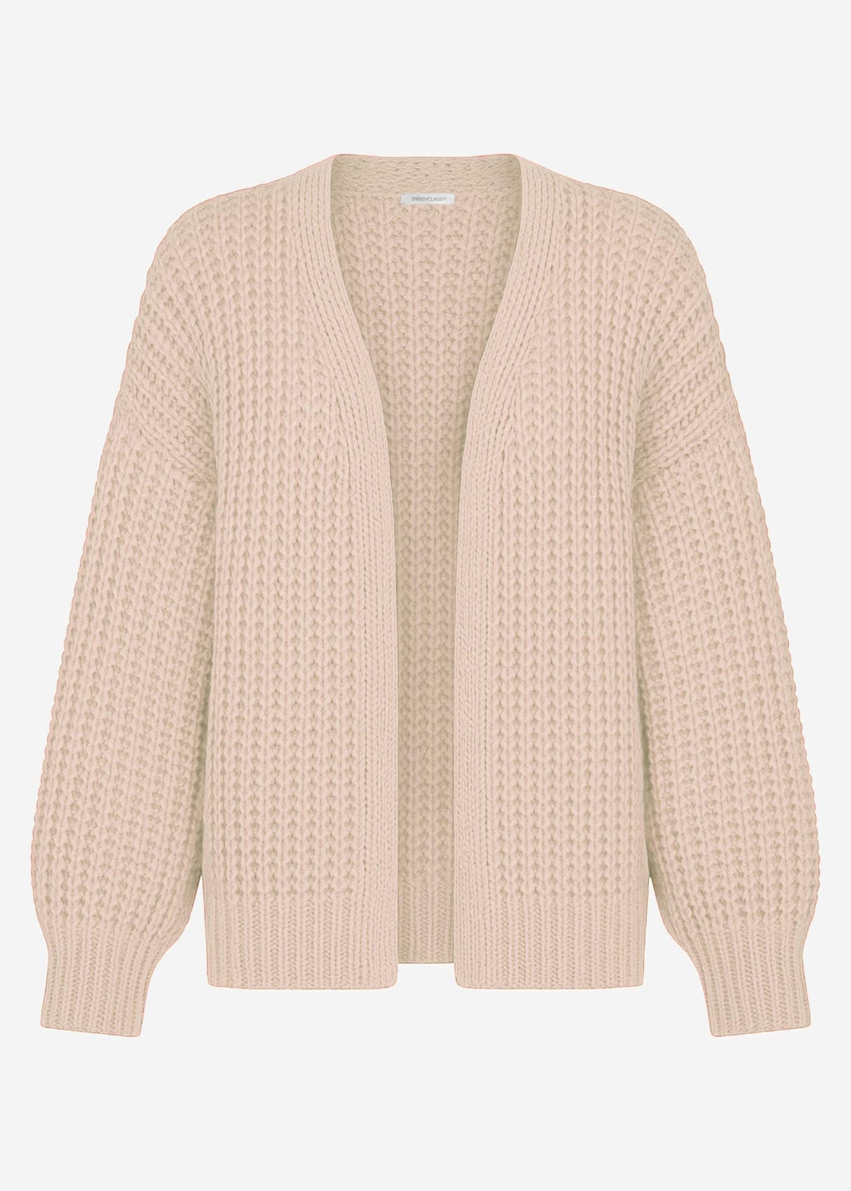 Open coarse -knit cardigan - beige