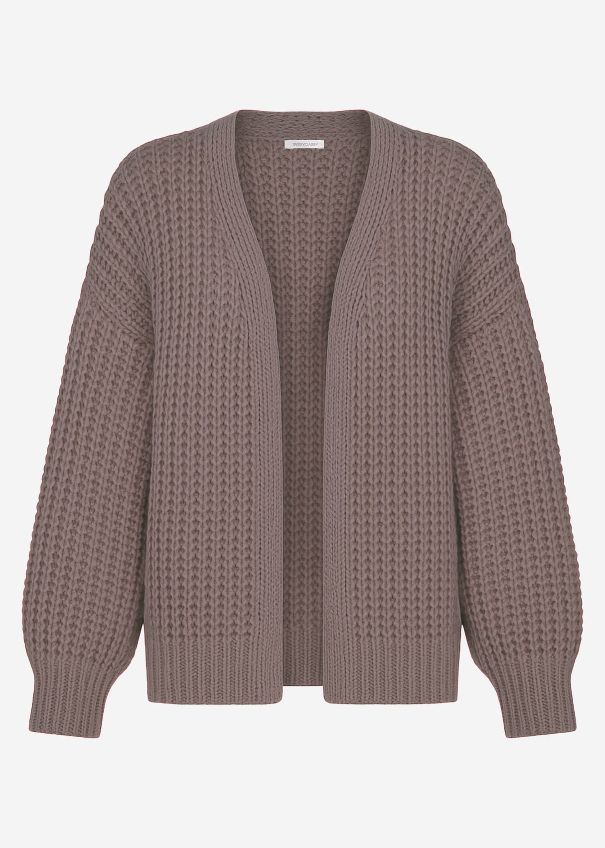 Open coarse -knit cardigan - taupe