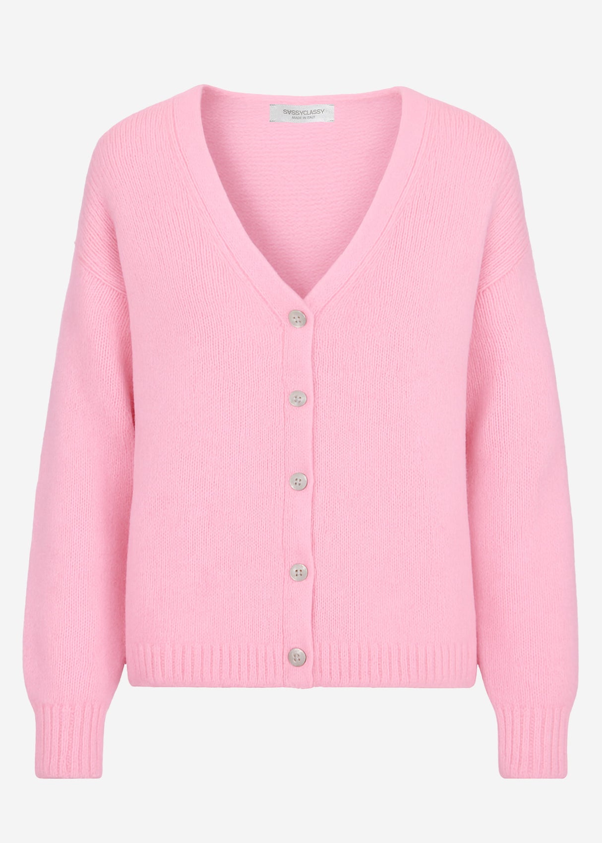 Cardigan mit V-Ausschnitt und Knopfleiste - rosa