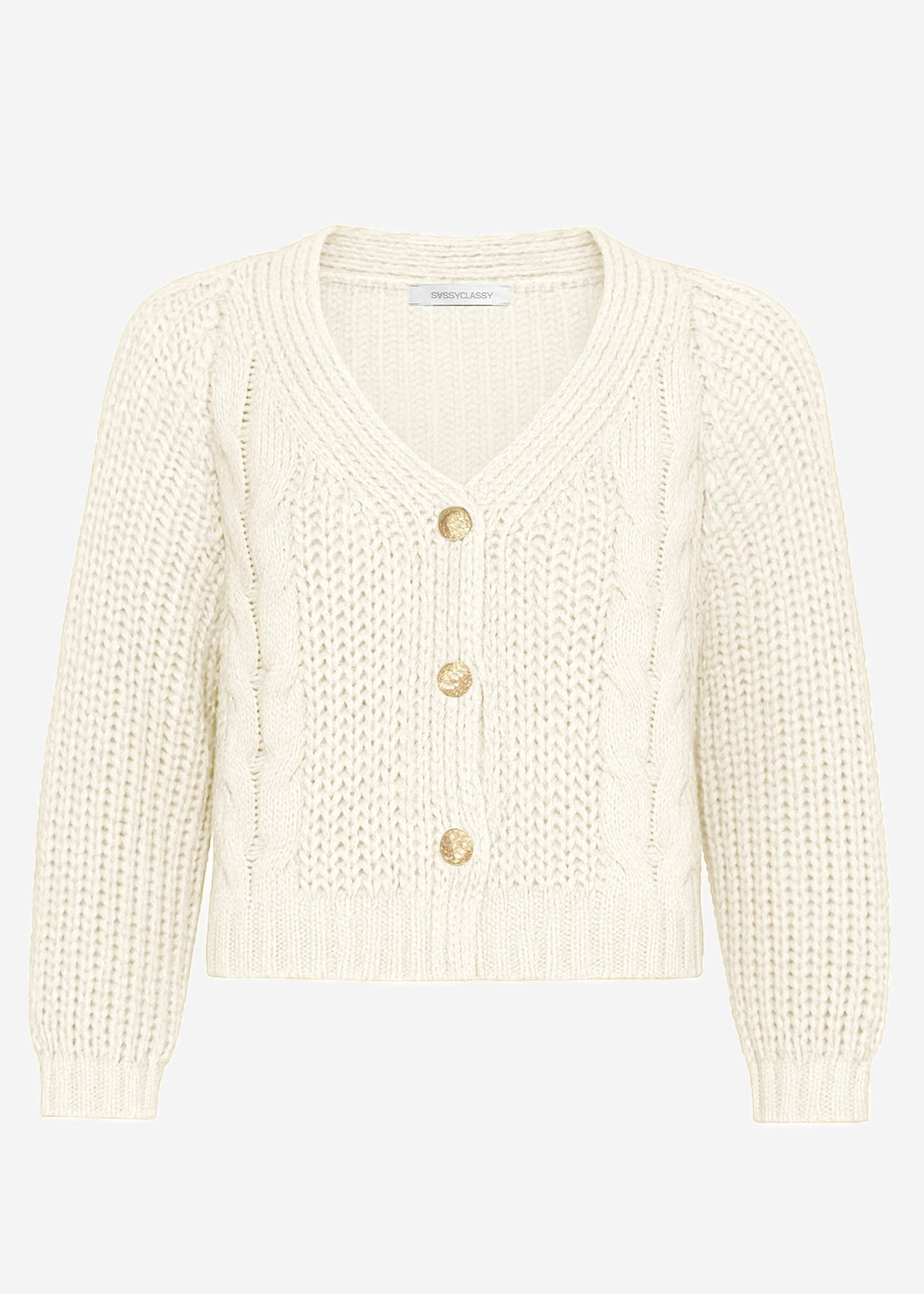 Cardiac cardigan with button placket - beige