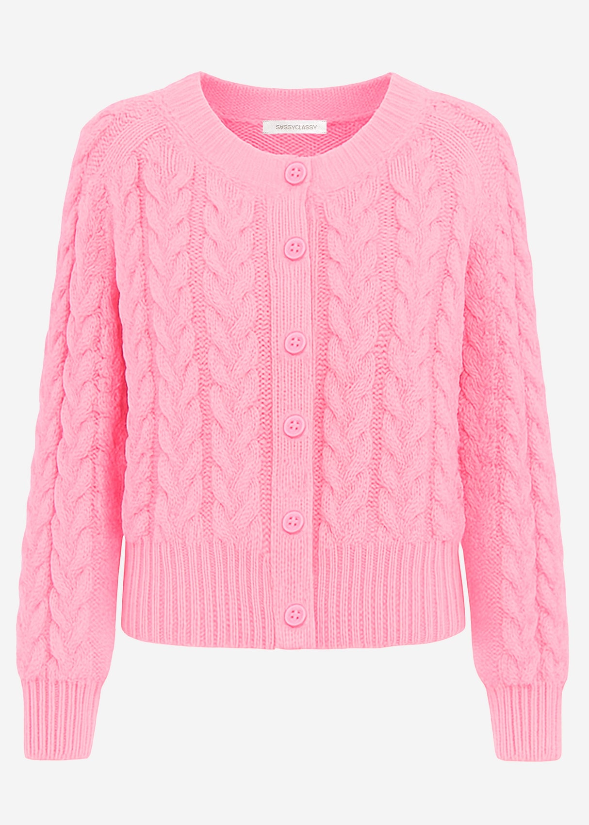 Cardiac cardigan with a circular neckline - pink