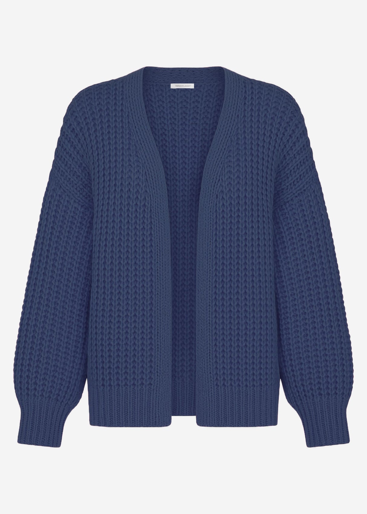 Open coarse -knitted cardigan - blue