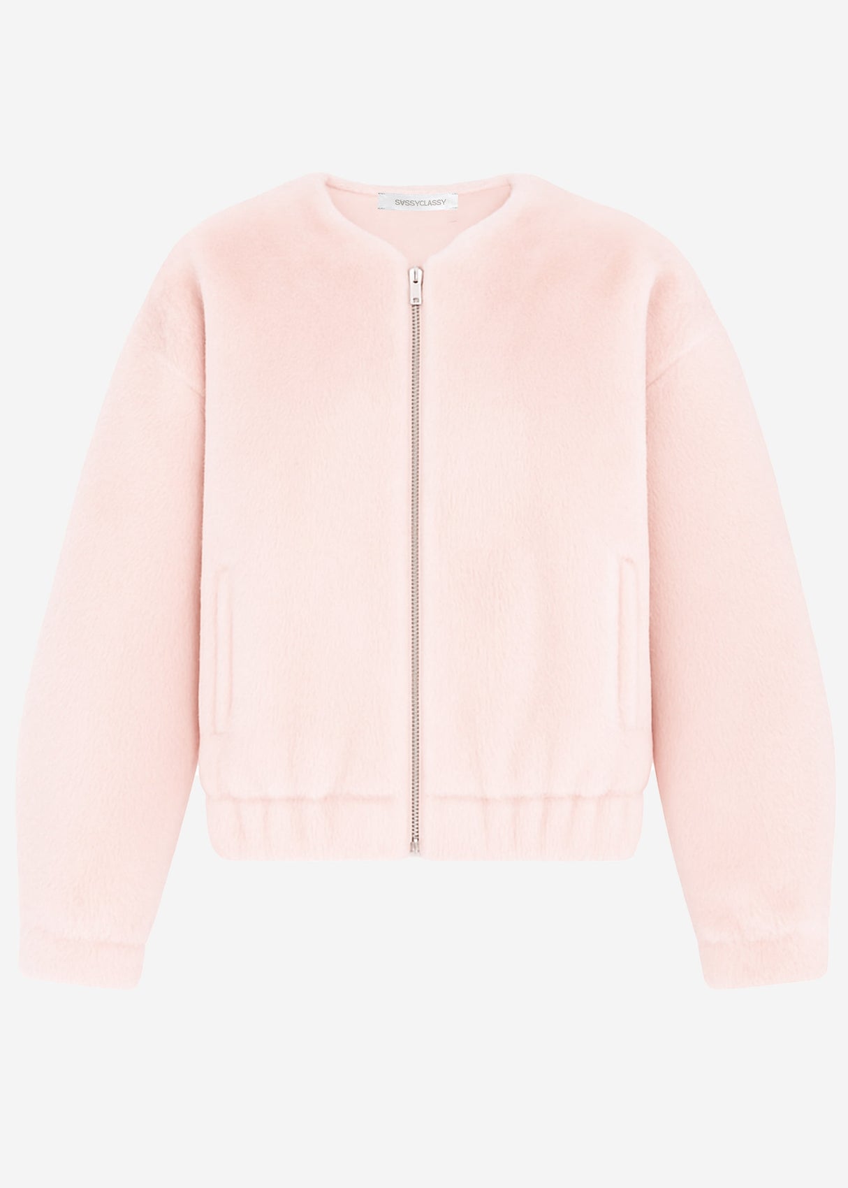 Bomberjacke aus Fellimitat - rosa