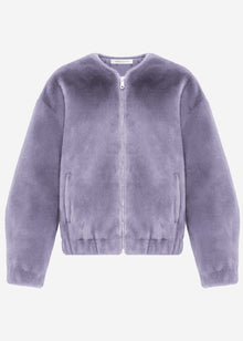 Faux fur bomber jacket - lavender grey