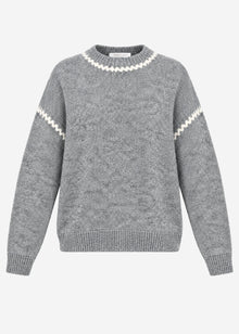 Pullover mit Ziernähten und Wollanteil - grau