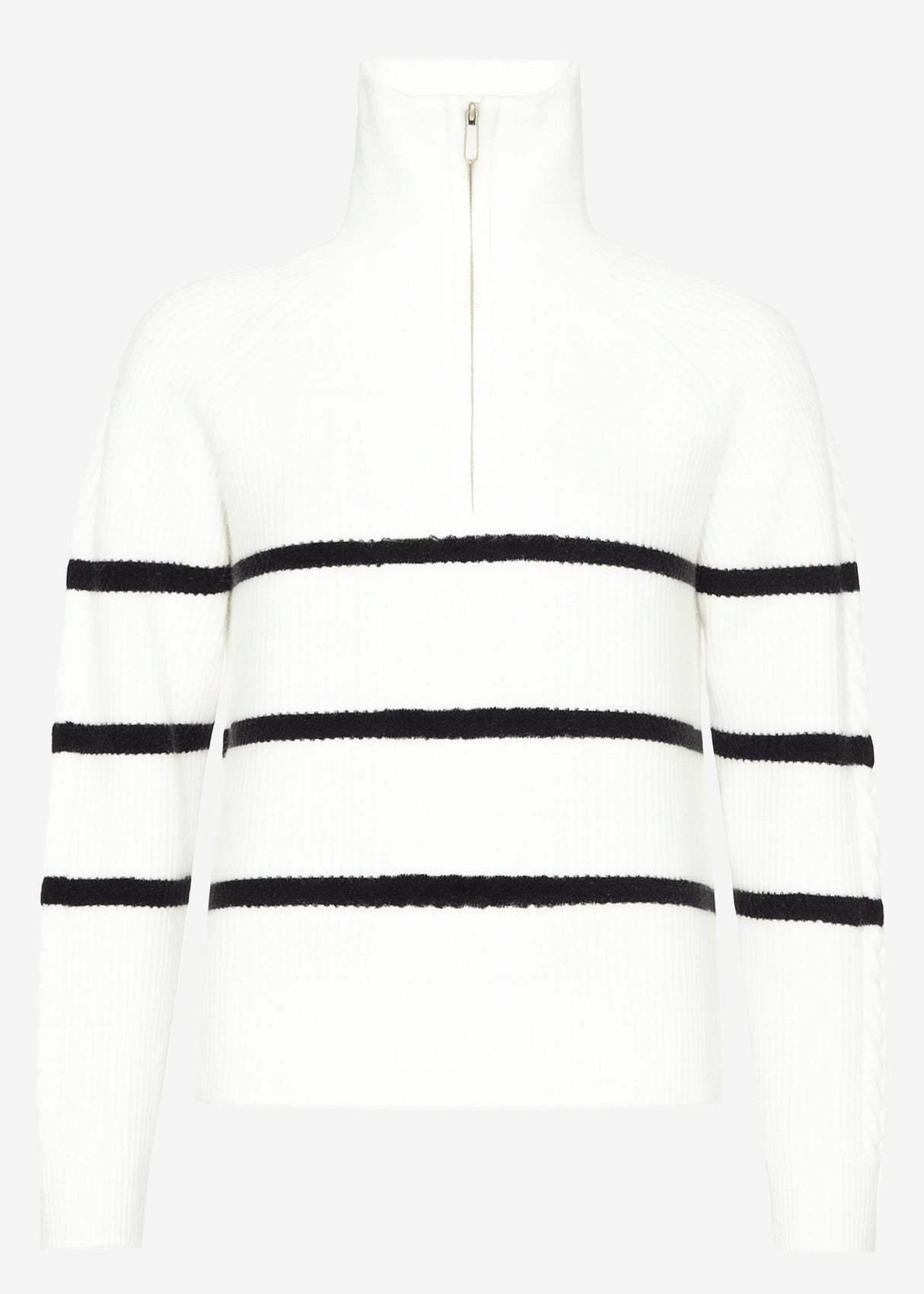 Sweater with zipper on the collar - off-white/black
