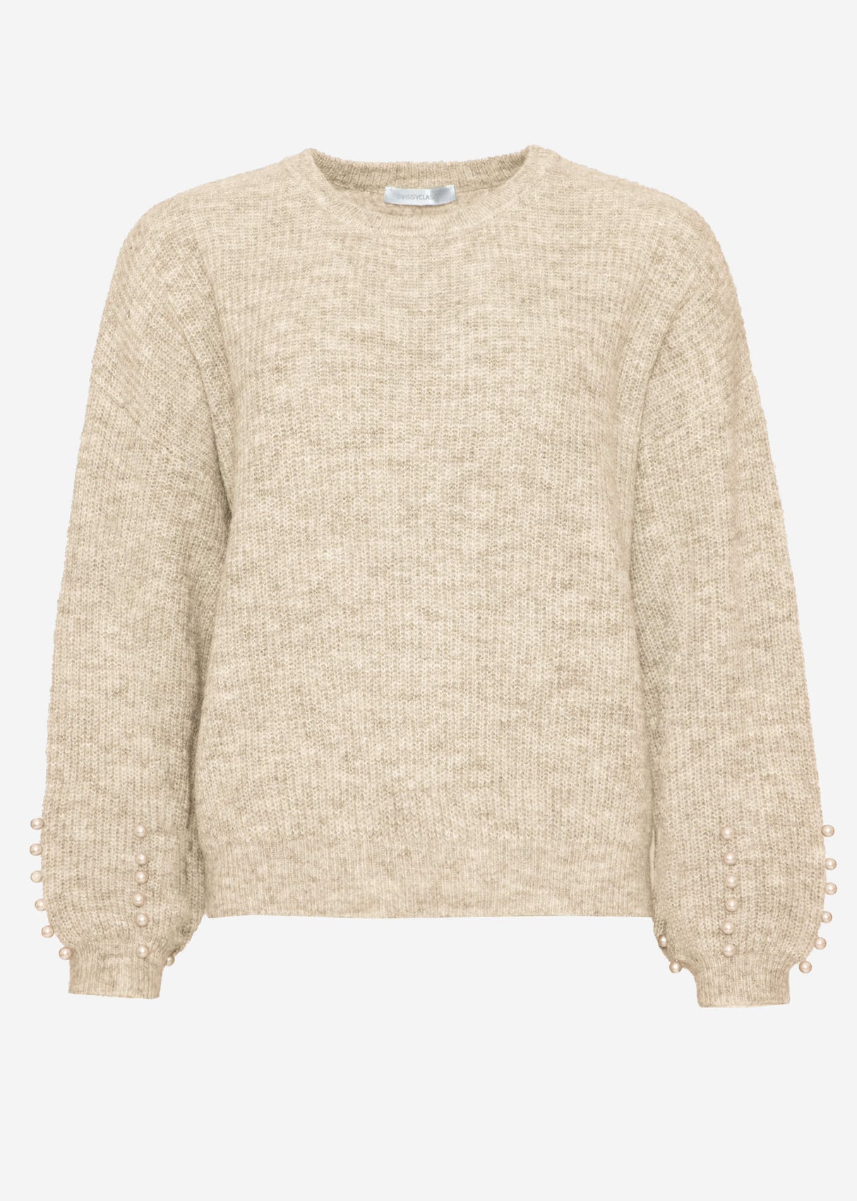 Pullover mit Perlendetails - beige