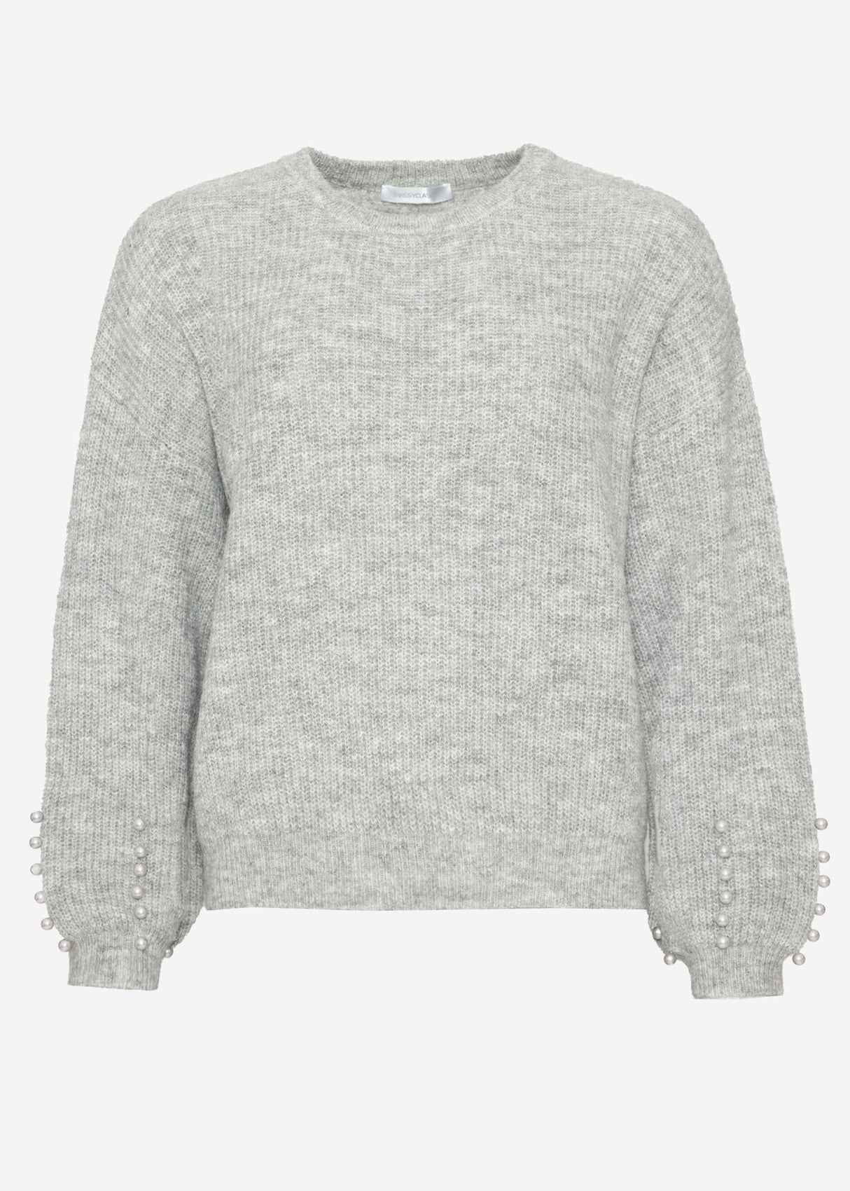 Pullover mit Perlendetails - grau