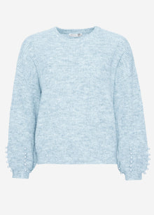 Pullover mit Perlendetails - hellblau