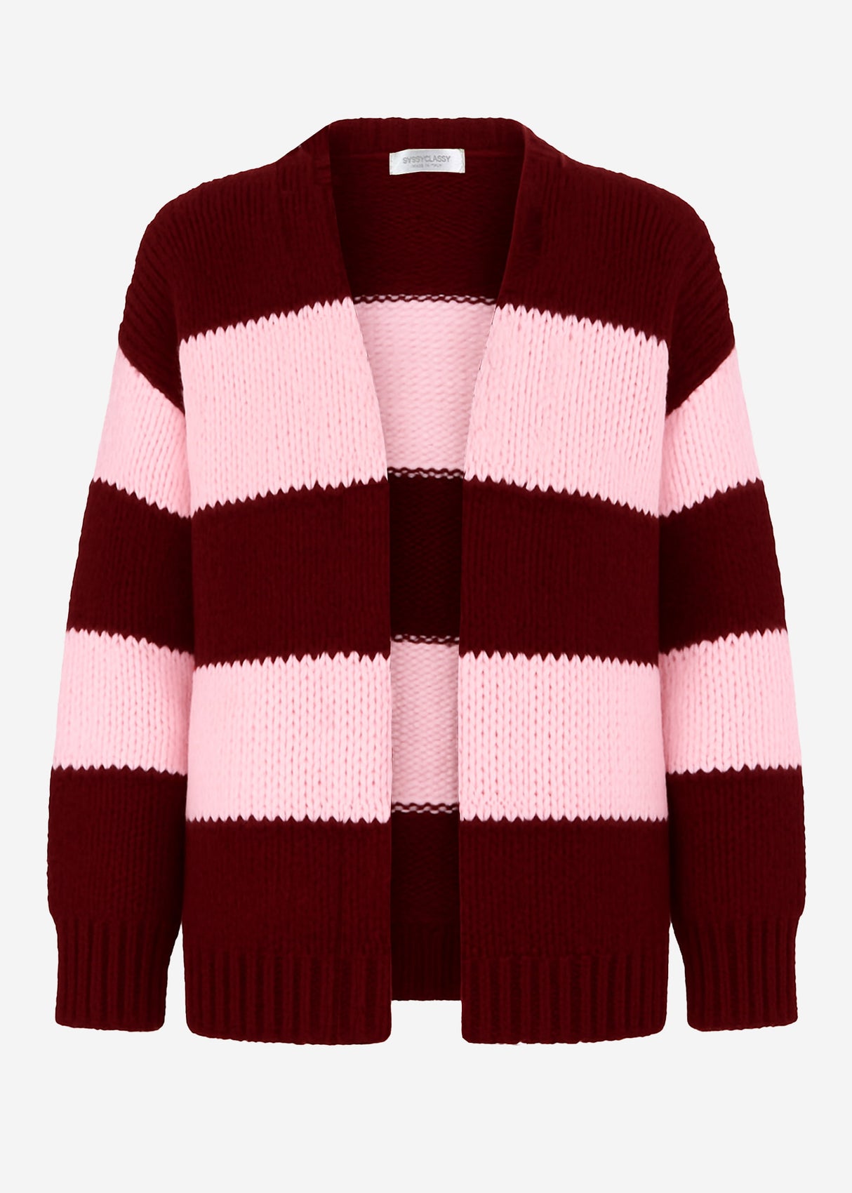 Gestreifter oversize Cardigan - burgundy