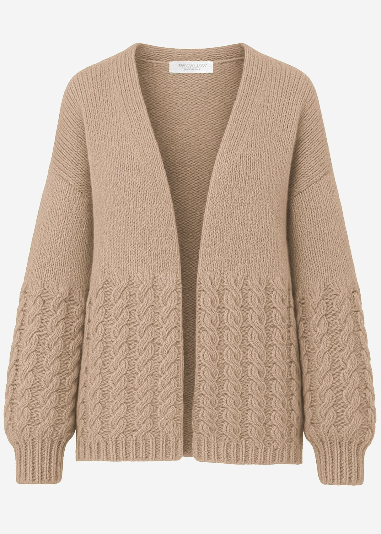 Strickcardigan mit Zopfmuster - beige