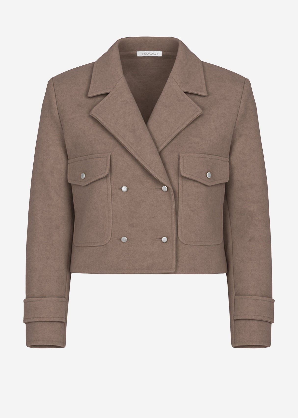 Kurze Jacke mit Reverskragen - taupe