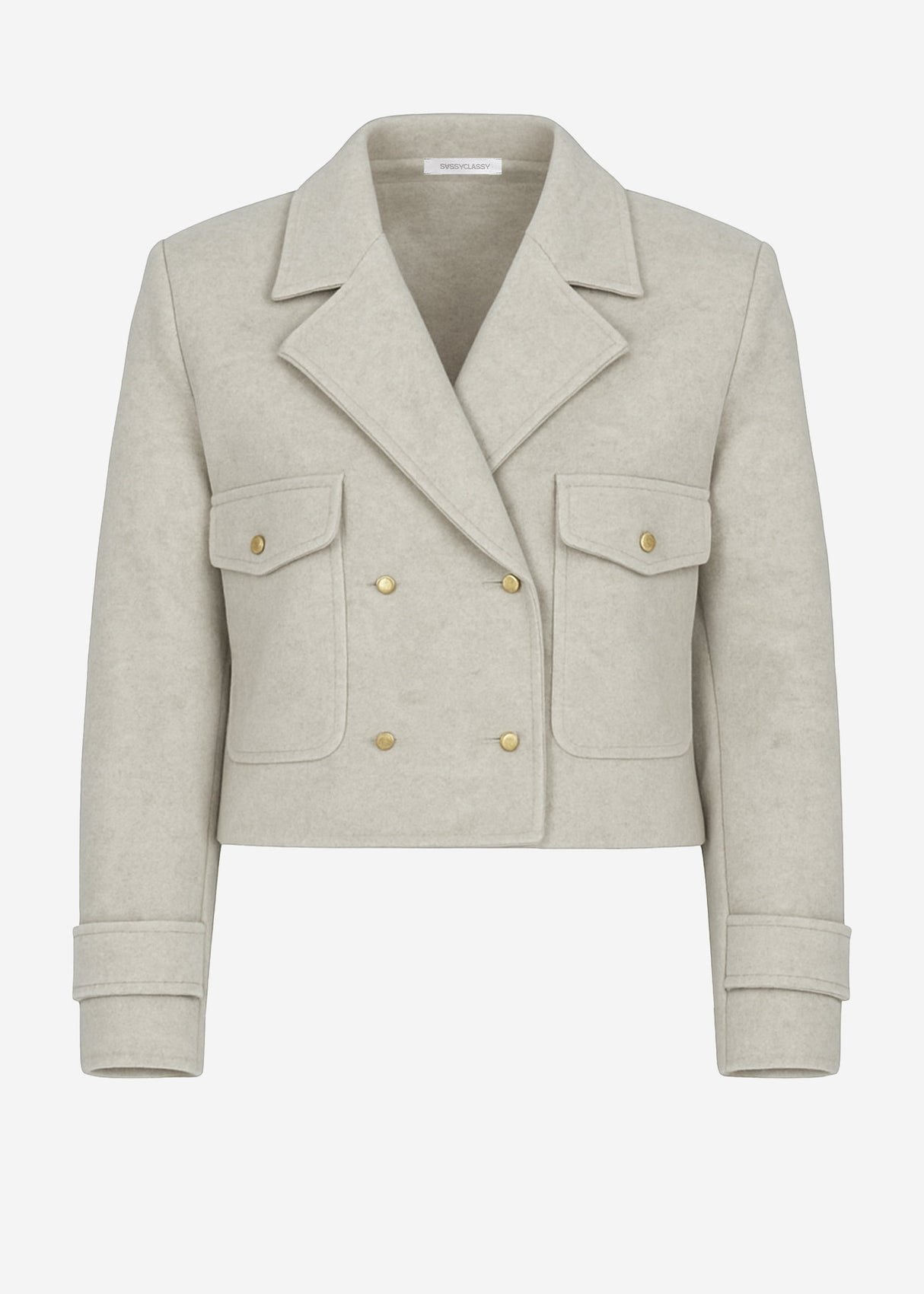 Kurze Jacke mit Reverskragen - beige