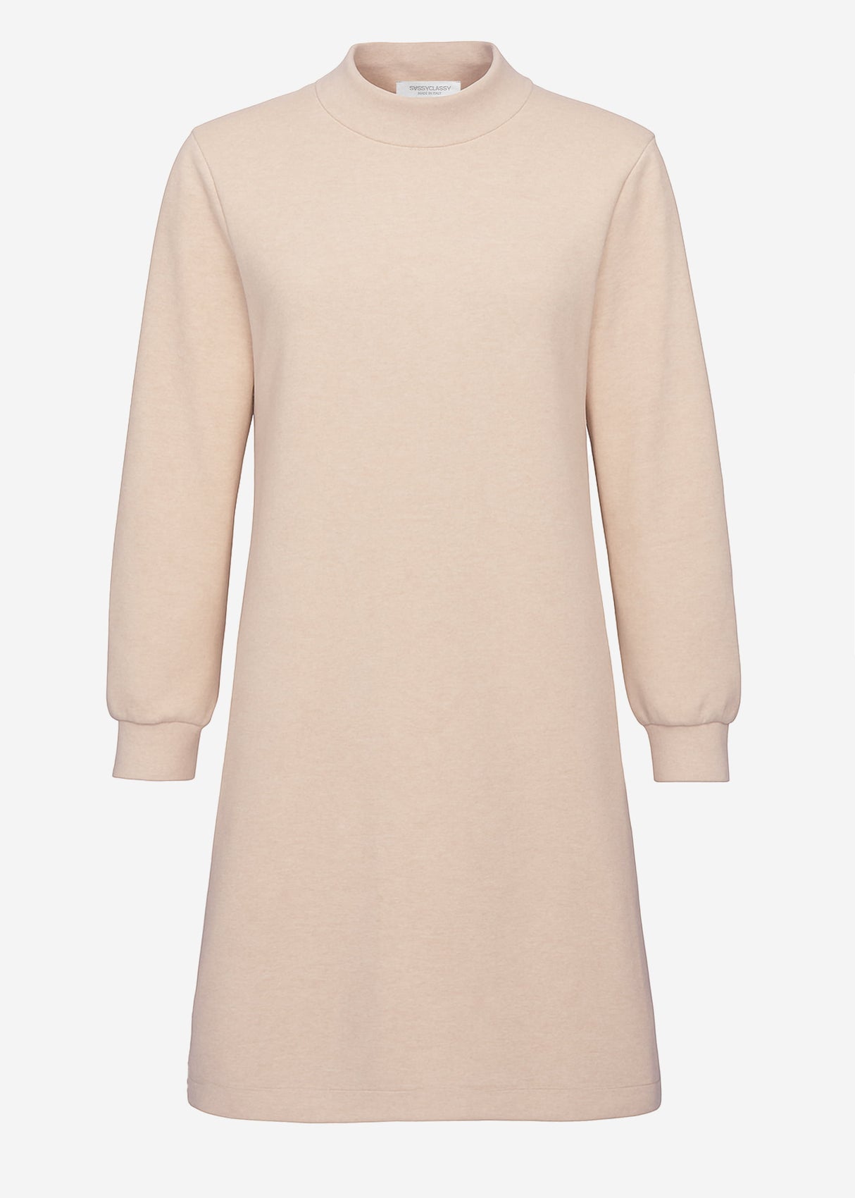 Sweat dress with stand-up collar - beige