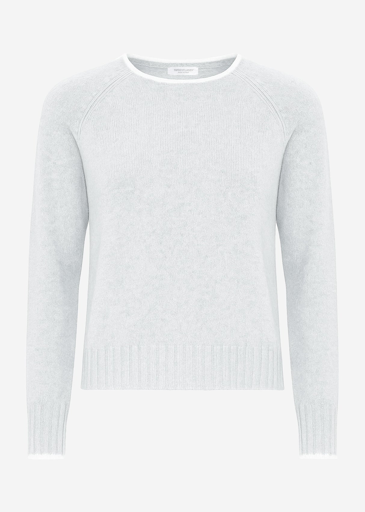 Sweater with contrasting trim and cashmere blend - light blue