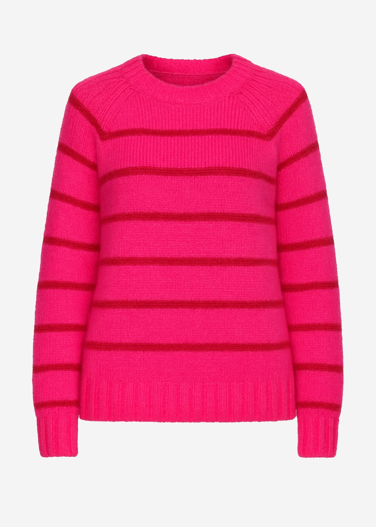 Gestreifter Pullover mit Rundhalsausschnitt - pink