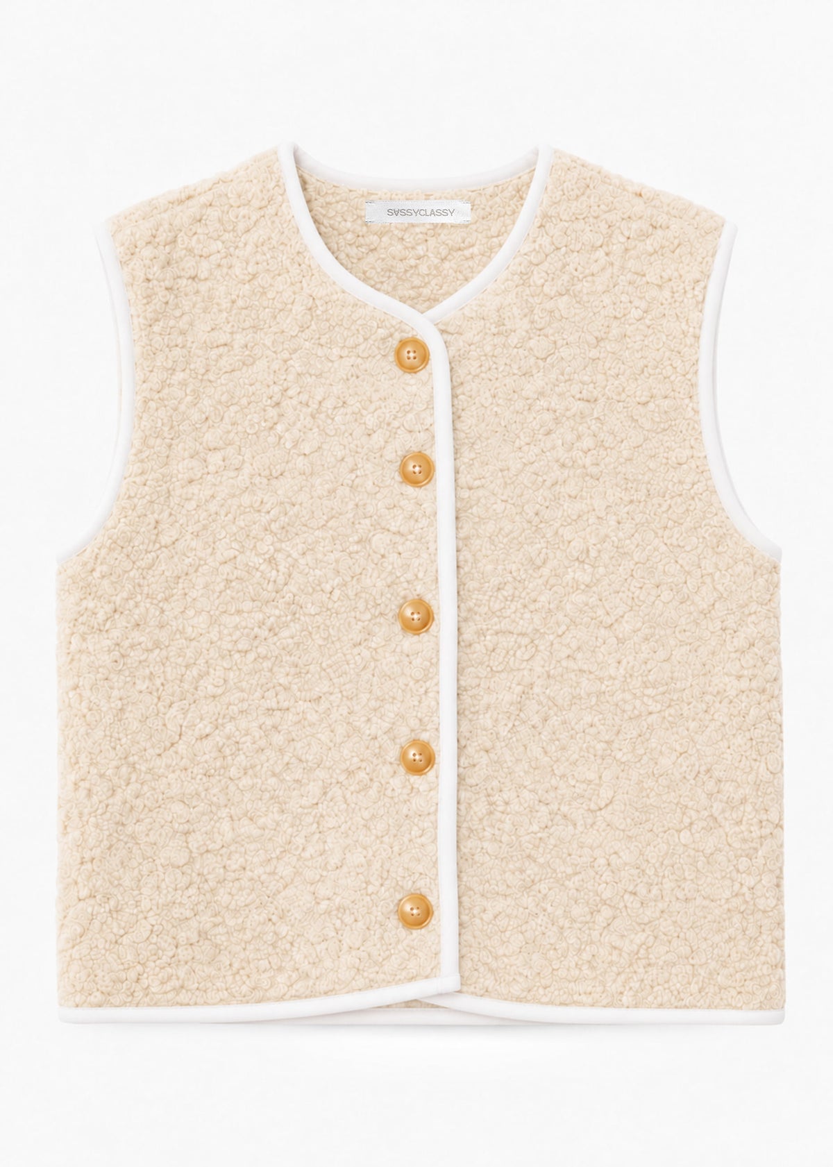 Teddy Weste mit Knöpfen - beige