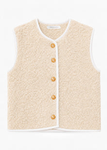 Teddy gilet with buttons - beige
