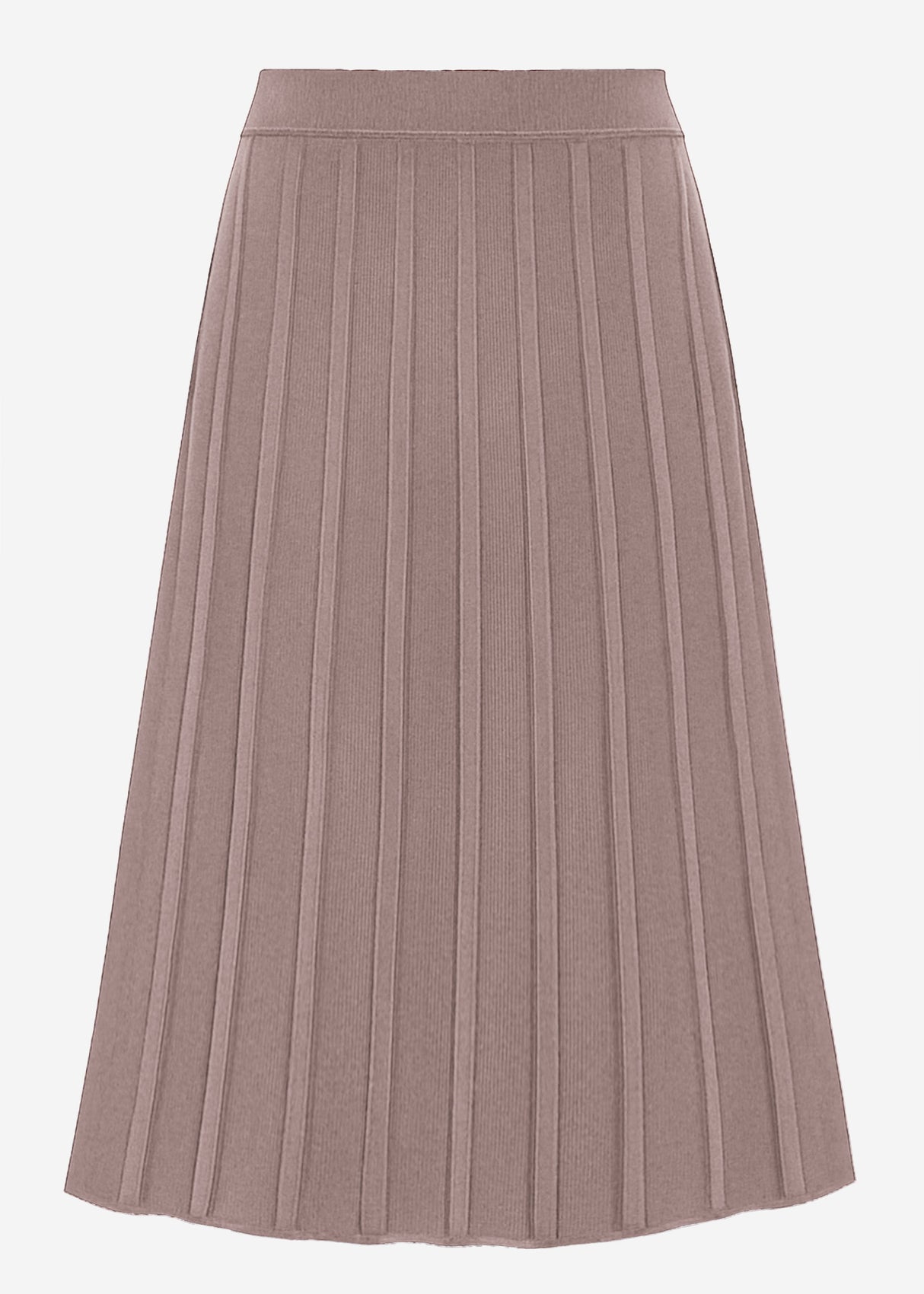 Pleated knit midi skirt - taupe