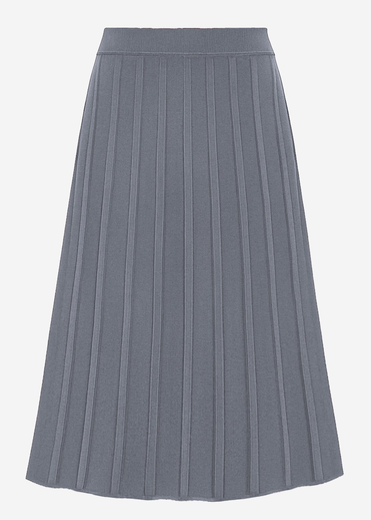 Pleated knit midi skirt - grey