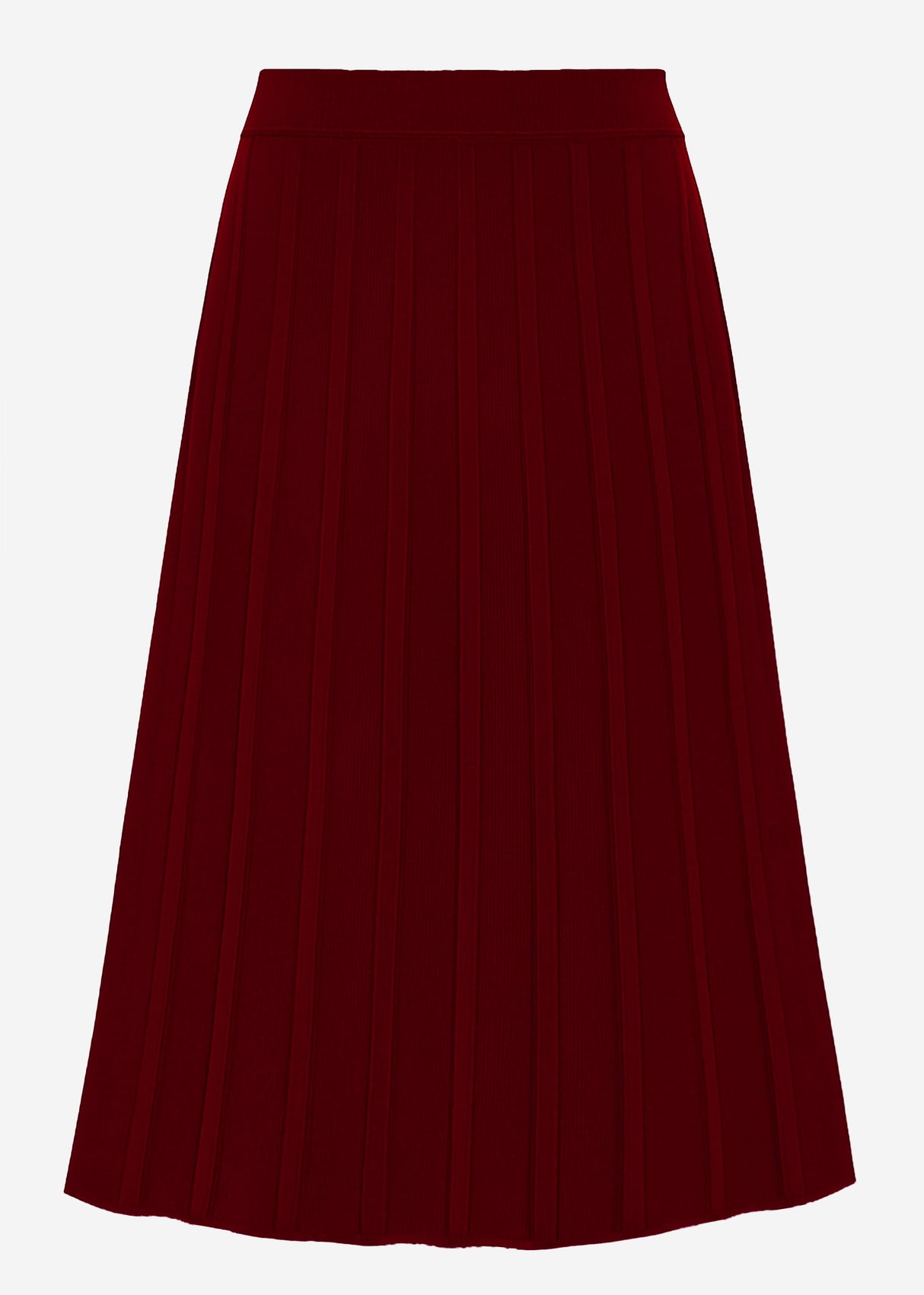 Pleated knit midi skirt - burgundy