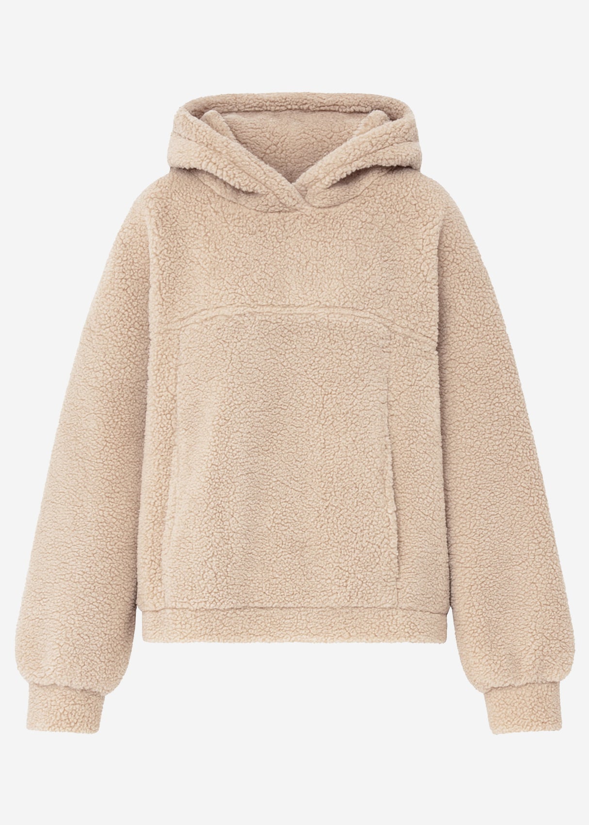 Oversize Teddy Sweatshirt mit Kapuze - beige