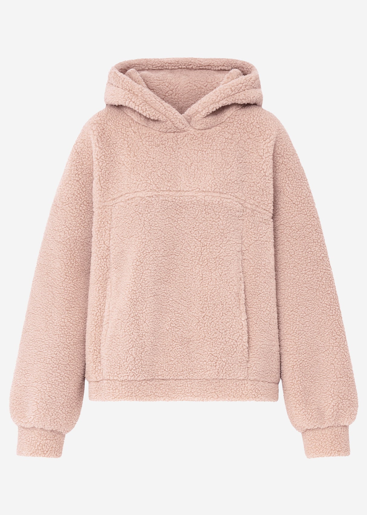 Oversize Teddy Sweatshirt mit Kapuze - rosa