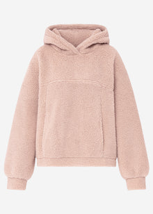Oversized hooded teddy sweatshirt - rose