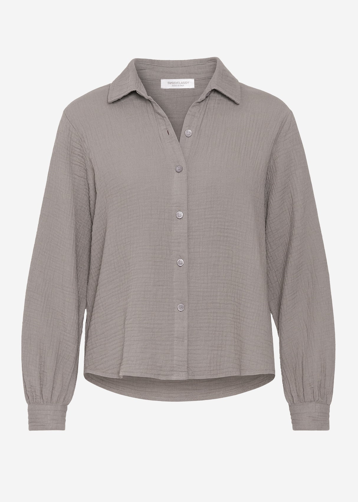 Kurze oversize Musselin Bluse - taupe