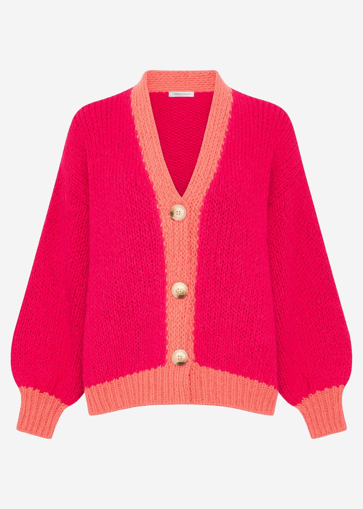 Oversize cardigan with contrast details - pink