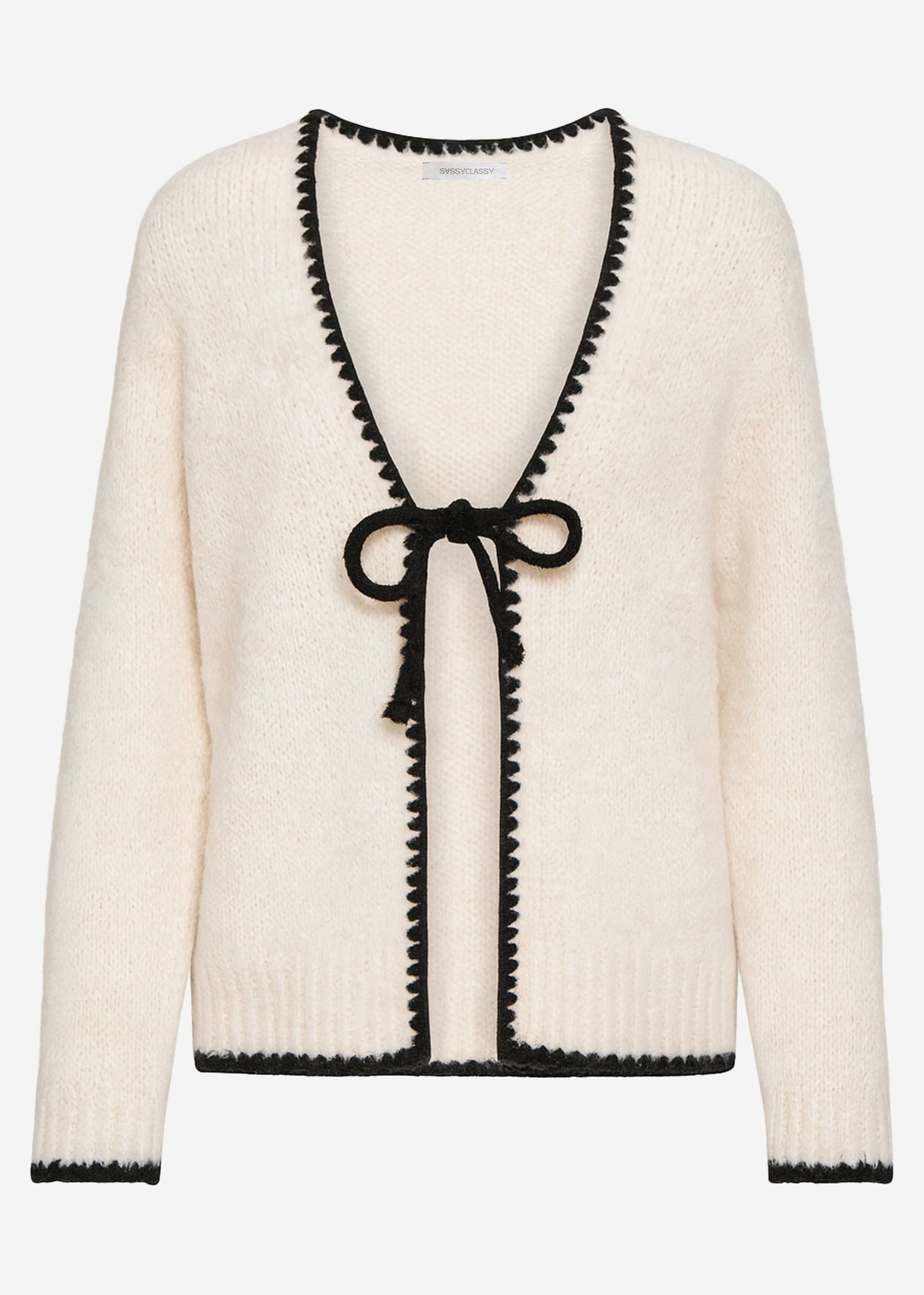Cardigan with bow closure - beige