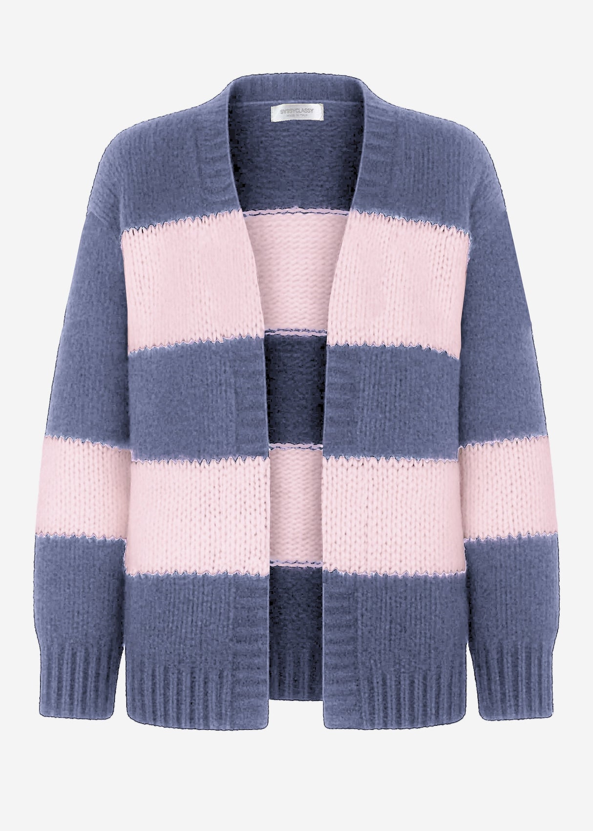 Gestreifter oversize Cardigan - blau-rosa