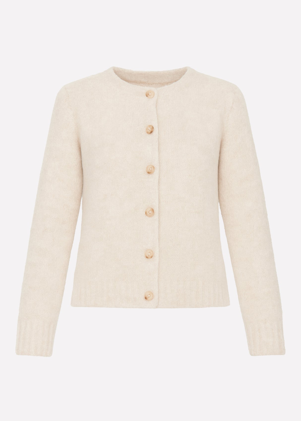 Bouclé cardigan with button placket - greige